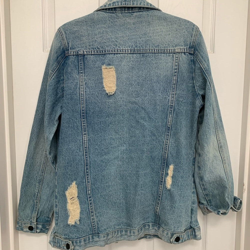 :DOK FACE Distressed Denim Jacket